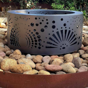 Small Double Skin Fire Pit with Fireworks Pattern & Black Heatproof Paint