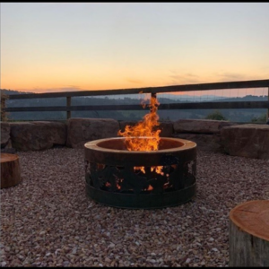 Large Double Skin Fire Pit with Autumn Leaf Positive Pattern in Steel