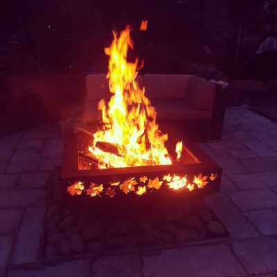 Large Prism Fire Pit with Autumn Leaf Pattern