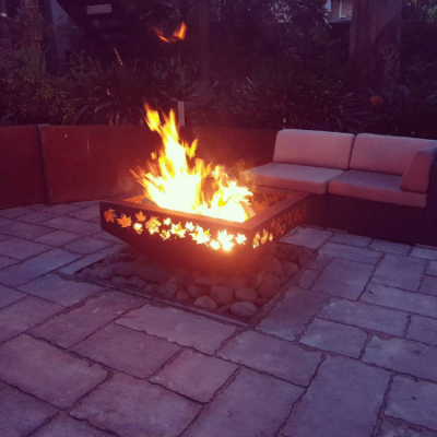 Large Prism Fire Pit with Autumn Leaf Pattern