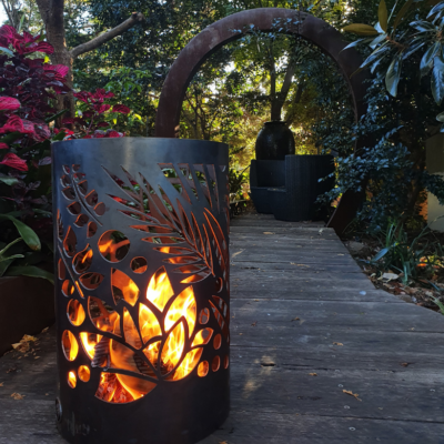 Small Round Fire Pit with Floral Pattern