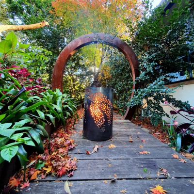 Small Round Fire Pit with Cootamundra Wattle Pattern