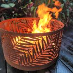 Squat round firepit with "Kentia" pattern