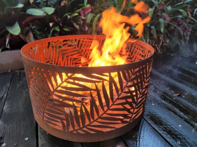 Squat round firepit with "Kentia" pattern