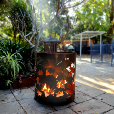 Medium Round Fire Pit - Autumn Leaf Neg