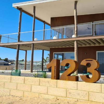 Large Numeral 1, 2 & 3 Letterboxes in Rusted Corten Steel