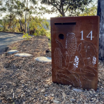 Wide Form Letterbox Banksia Serrata Pattern in Rust