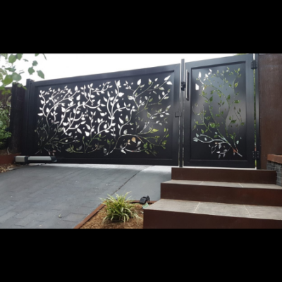 Automated Vehicular & Pedestrian Gate - Iron Bark Metal Design