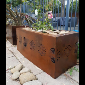 Corten Steel Plant Pot Covers with Spirals Pattern