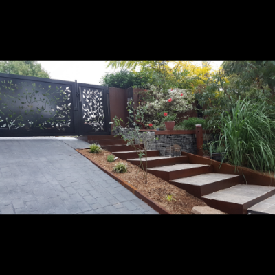 Corten Steel Step Risers & Garden Edging - Iron Bark Metal Design