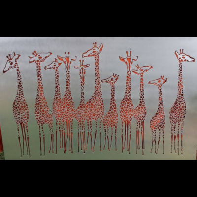 Giraffe Tower Wall Art in Silver Powder Coated Aluminium