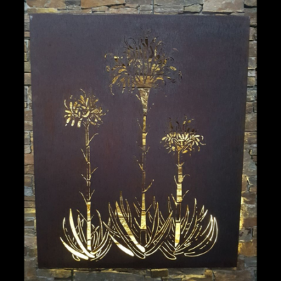 Gymea Lilies Wall Art in Rusted Steel