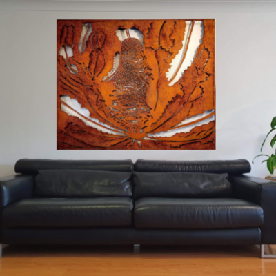 Banksia Wall Art in Rusted Steel