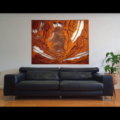 Banksia Wall Art in Rusted Steel