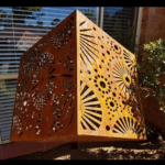 Cubism Sculpture with Fireworks Pattern