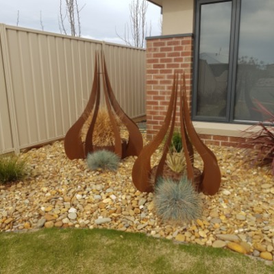 Double Teardrop Sculptures in Steel