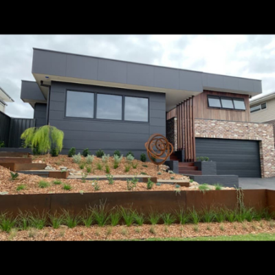 Large Eccentric Sculpture & Corten Steel Garden Edging