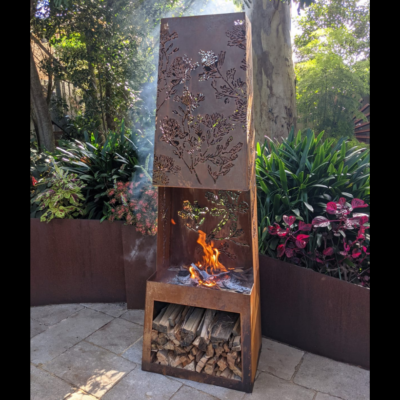 Chiminea Fire Pit with Banksia Pattern