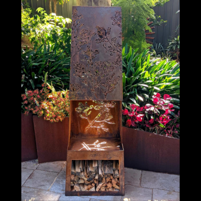 Chiminea Fire Pit with Banksia Pattern