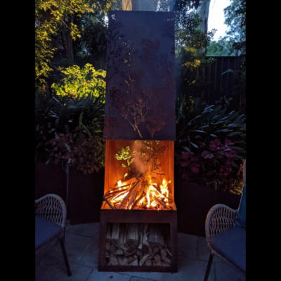 Chiminea Fire Pit with Banksia Pattern