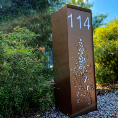 Compact Letterbox with Grevillea Pattern and Frosted Perspex