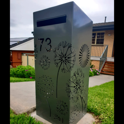 Medium Letterbox with Agapanthas pattern - Powder Coated Aluminium