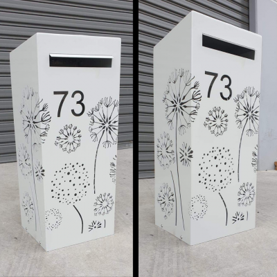 Medium Letterbox Agapanthus Pattern Surfmist Powder Coat