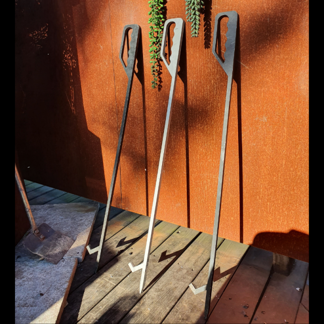 Fire Pokers for Firepit or Campfire, Steel 80cm Long Ironbark Metal