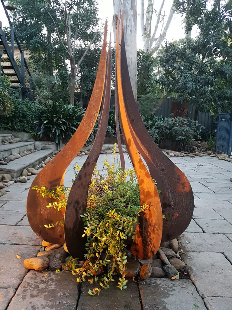 Teardrop Sculpture in Corten Steel by Ironbark Metal Design