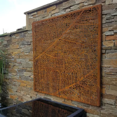 Leaf Vein Metal Wall Art for Indoor & Outdoor - 115cm Square
