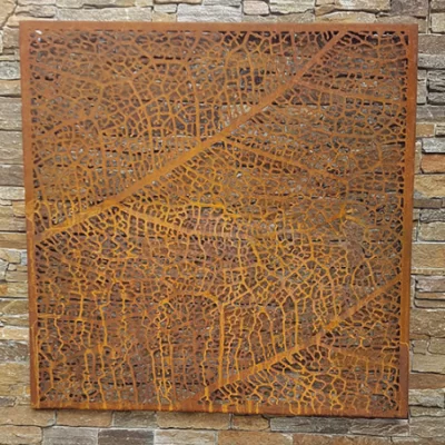 Leaf Vein Metal Wall Art for Indoor & Outdoor - 115cm Square