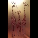 Giraffe Family Wall Art in Gold Powder Coated Aluminium