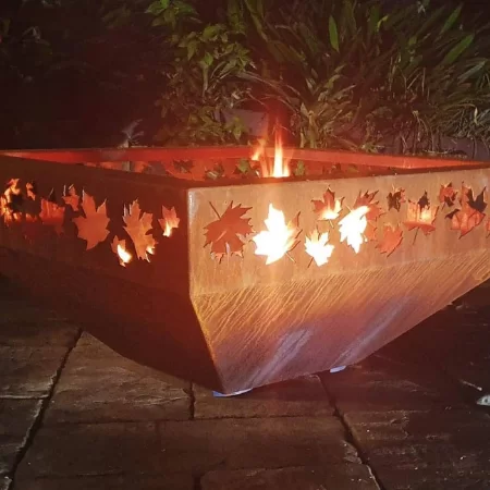 Large Prism Fire Pit with Autumn Leaf Pattern