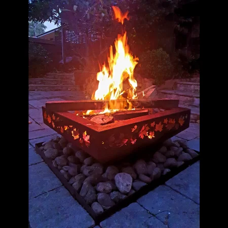 Large Prism Fire Pit with Autumn Leaf Pattern