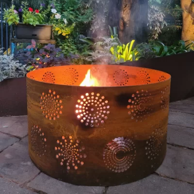 Large Round Fire Pit, Rusted Finish or Heat Proof Paint