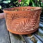 Squat round firepit with "Kentia" pattern