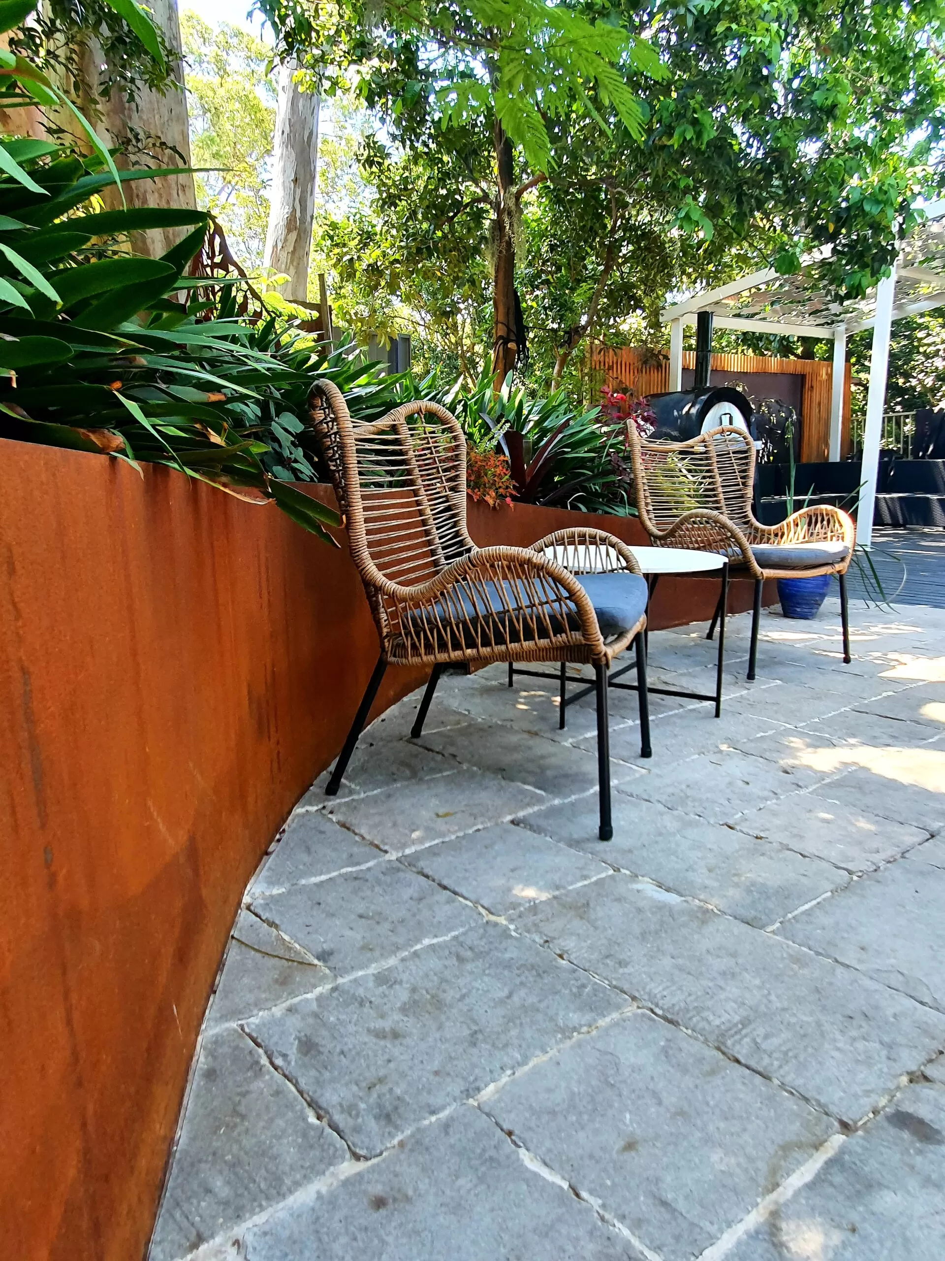Cor-Ten steel retaining wall