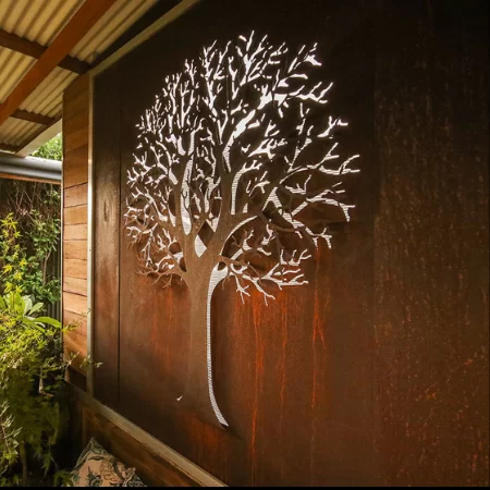 3D Autumn Tree Wall Art in Rusted Steel