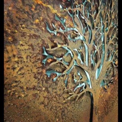 3D Autumn Tree Wall Art in Rusted Steel