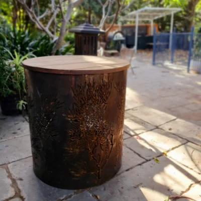 Medium Round Fire Pit - Matchstick Banksia with Lid