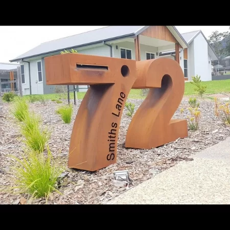 Large Numeral Letterboxes 7 & 2 in Rusted Corten Steel