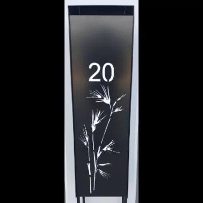 Compact Letterbox with Sedges Pattern in Black Powder Coated Aluminium with Perspex Backing