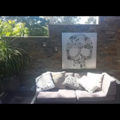 Candy Skull Wall Art in Silver Powder Coated Aluminium