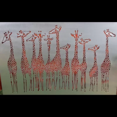 Giraffe Tower Wall Art in Silver Powder Coated Aluminium