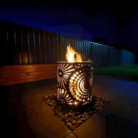 Medium Round Fire Pit in Fireworks Pattern