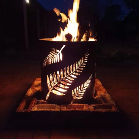 Medium Round Fire Pit with Fern Pattern