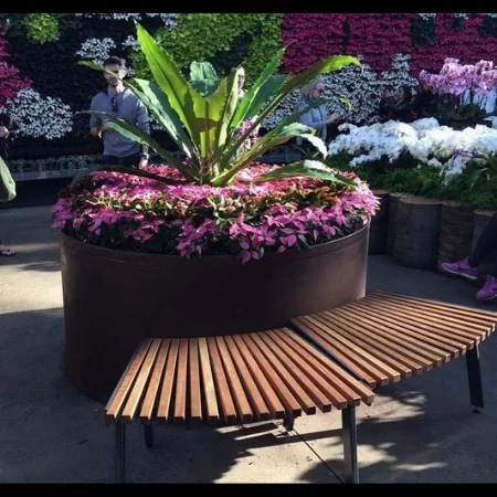 Round Corten Steel Planter Ring with Base- Australian Botanic Gardens