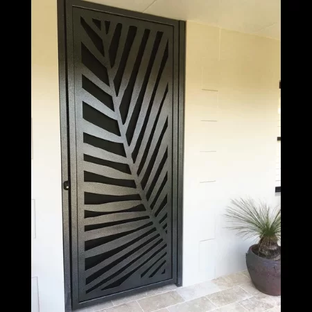 Security Screen Door with Palm Frond Pattern