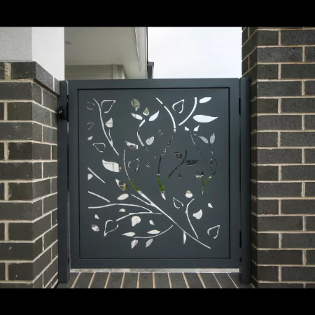 Side Gate with Vines Pattern in Powder Coated Aluminium