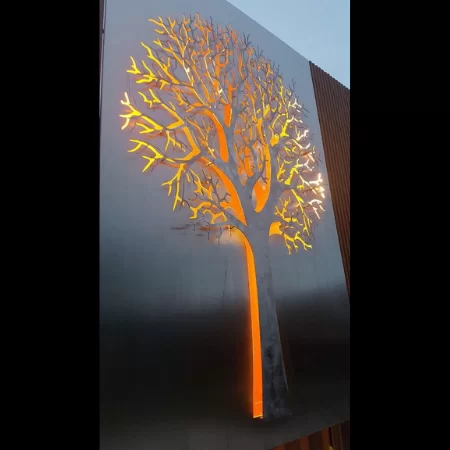 3D Autumn Tree Decorative Screens in Stainless Steel with Lighting